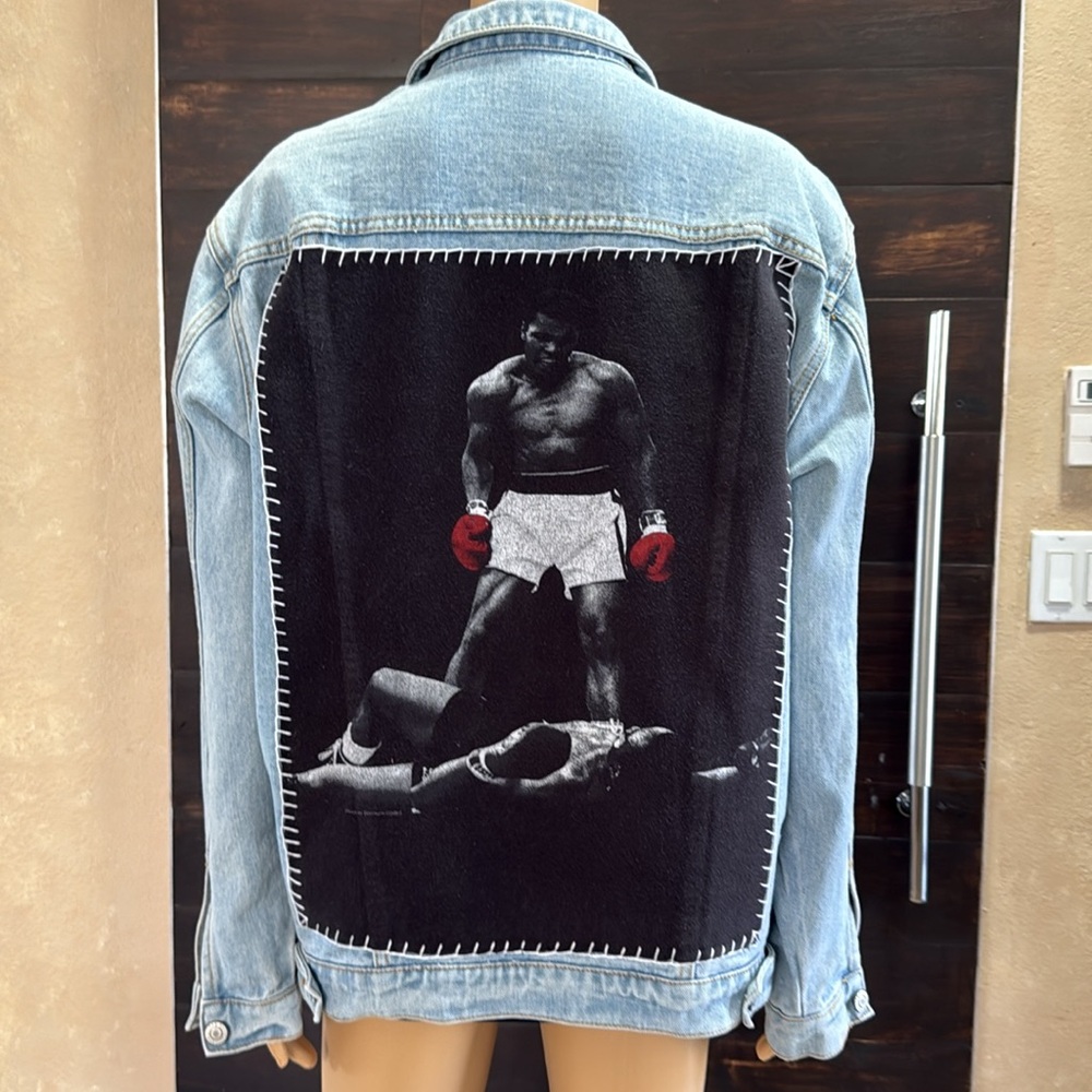 Upcycled Muhammad Ali Denim Jacket Large